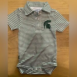 Garb baby boys Michigan State Spartans Striped Green Polo Bodysuit 3-6m VGUC
